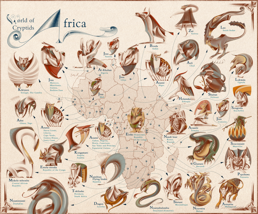 Cryptids By Country World Map: List Of Most Popular Mythical Creatures ...