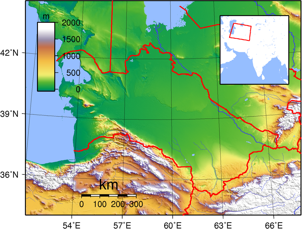 Topographic Map of Turkmenistan