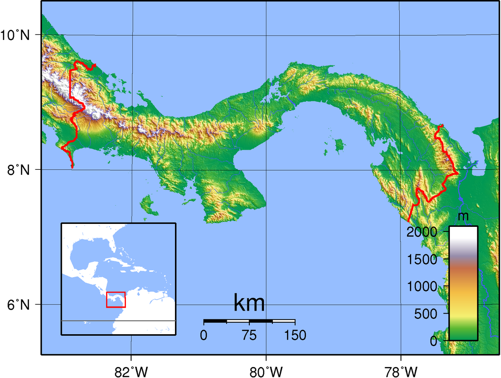Topographic Map of Panama