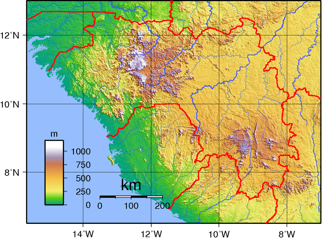 Topographic Map of Guinea