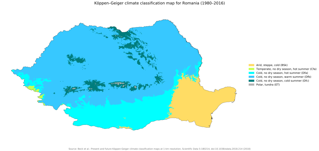 Climate Map of Romania