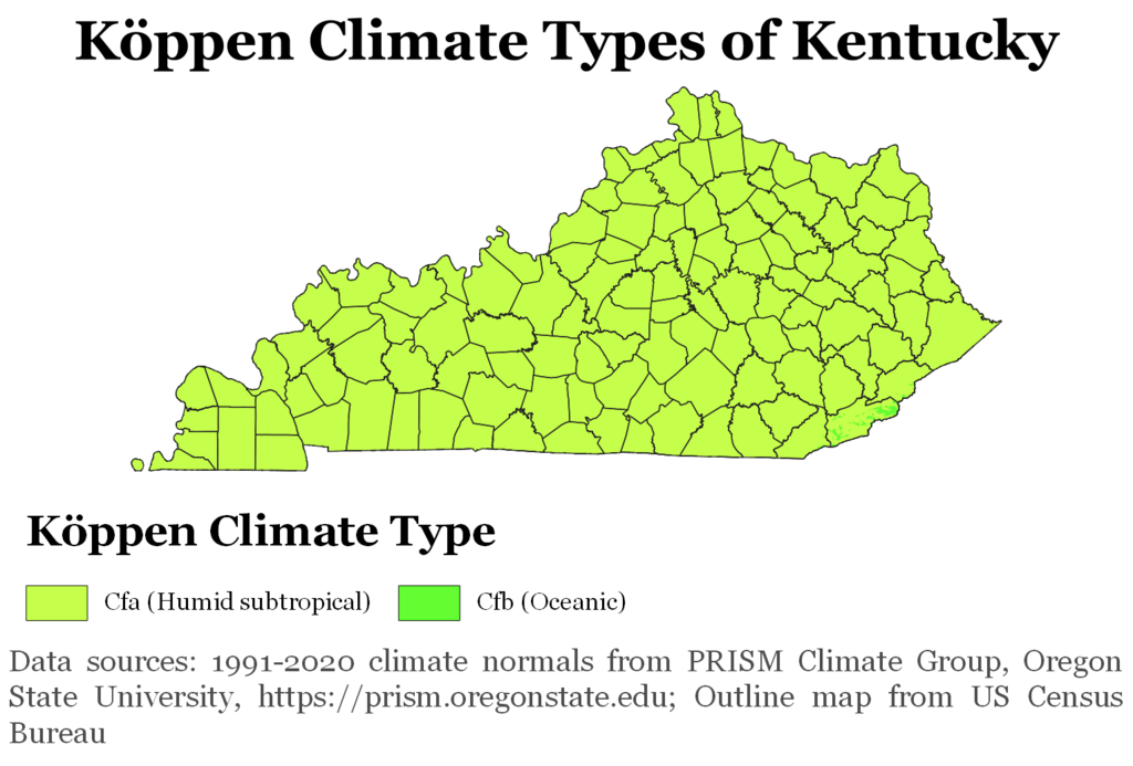 Kentucky Köppen Climate Map