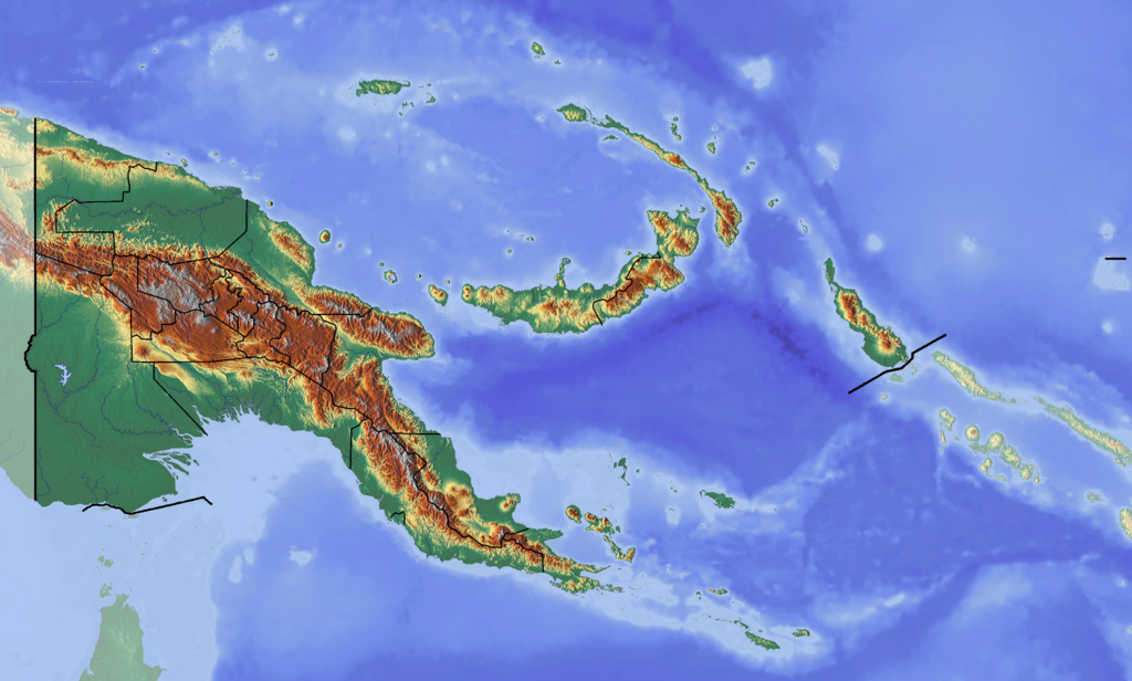 Topographic Map of Papua New Guinea