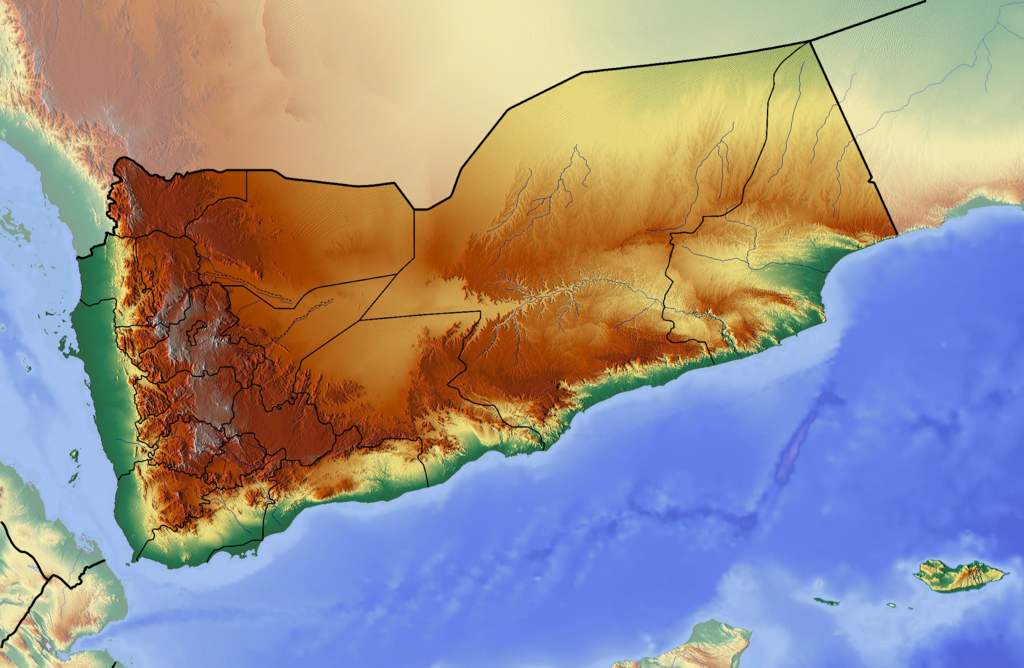 Topographic Map of Yemen