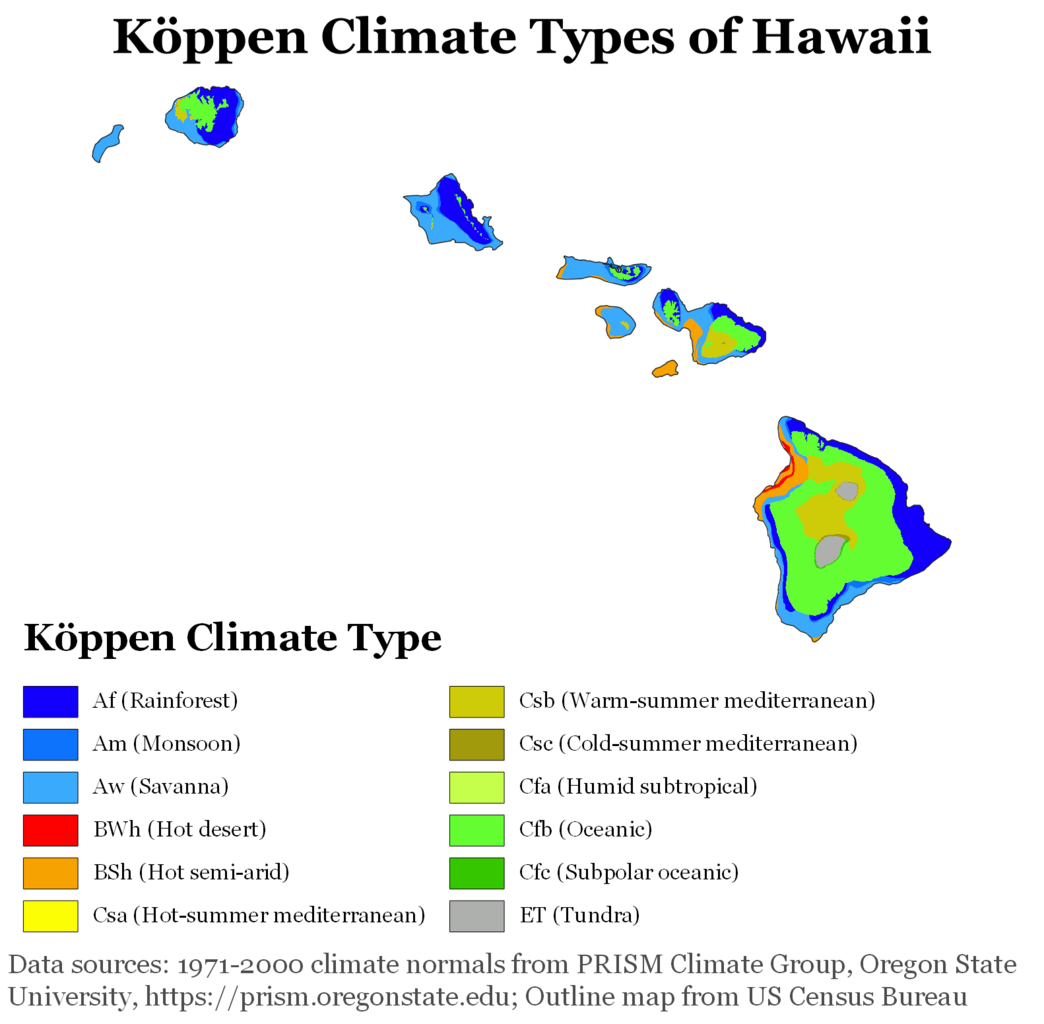 Hawaii Köppen Climate Map