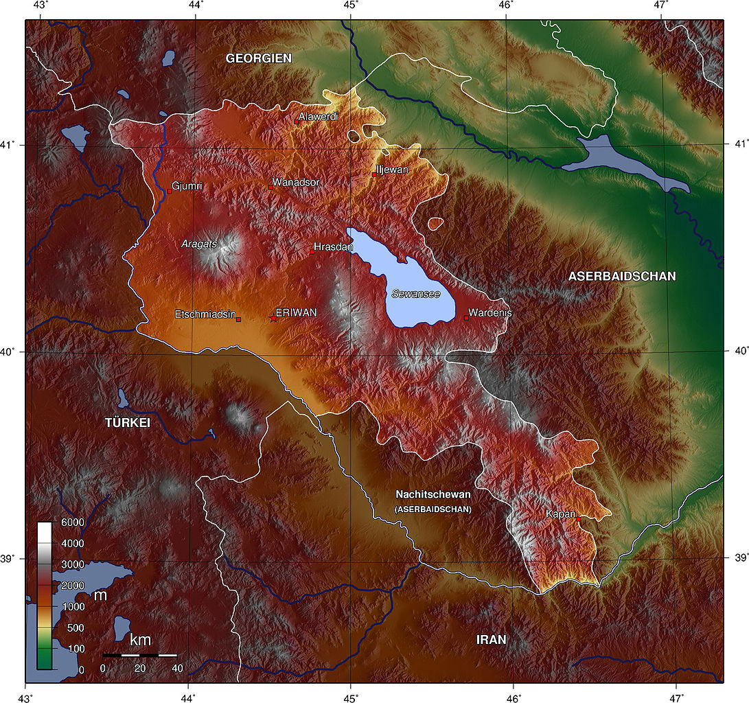 Topographic Map of Armenia
