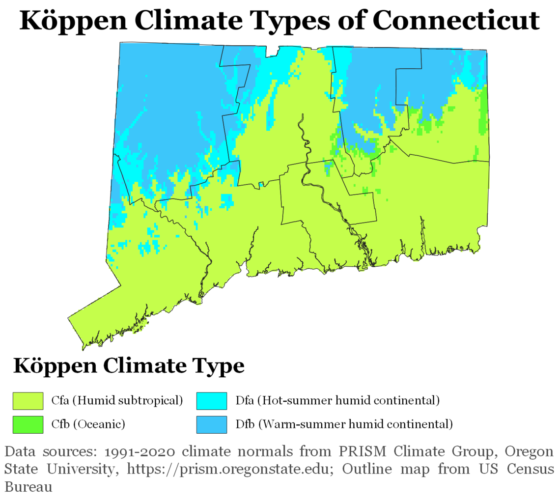 Connecticut Köppen Climate Map