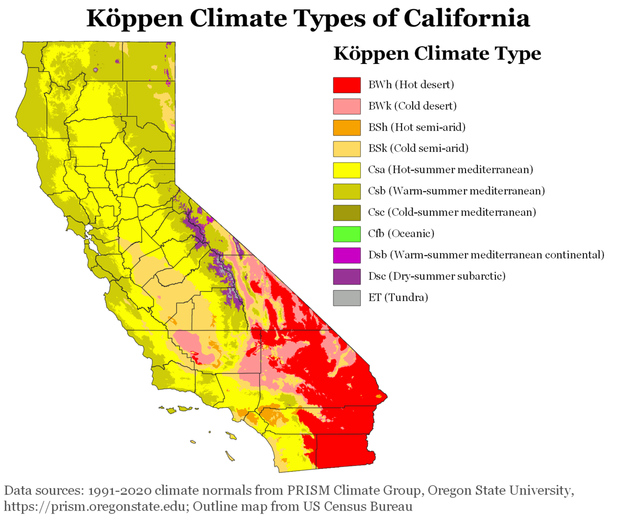 California Köppen Climate Map