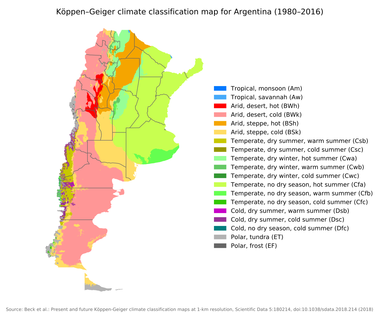 Climate Map of Argentina