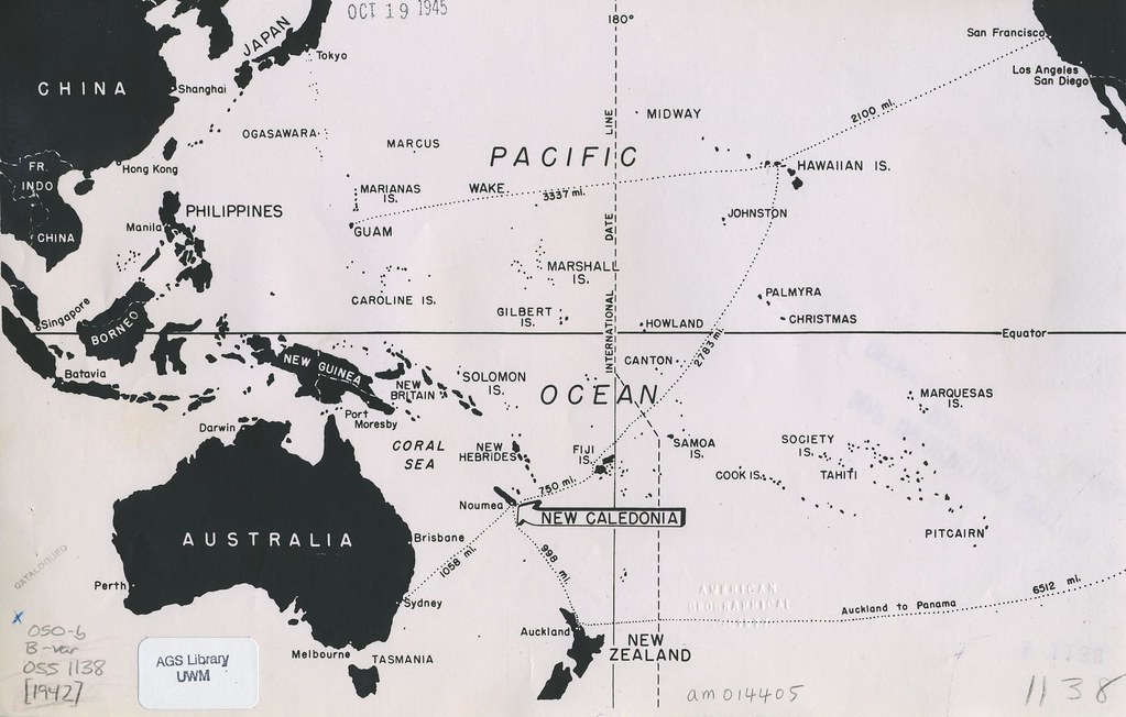 1942 Pacific Ocean Map From the CIA