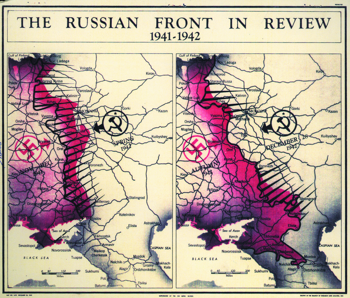 1942 Russian Front Map from the CIA