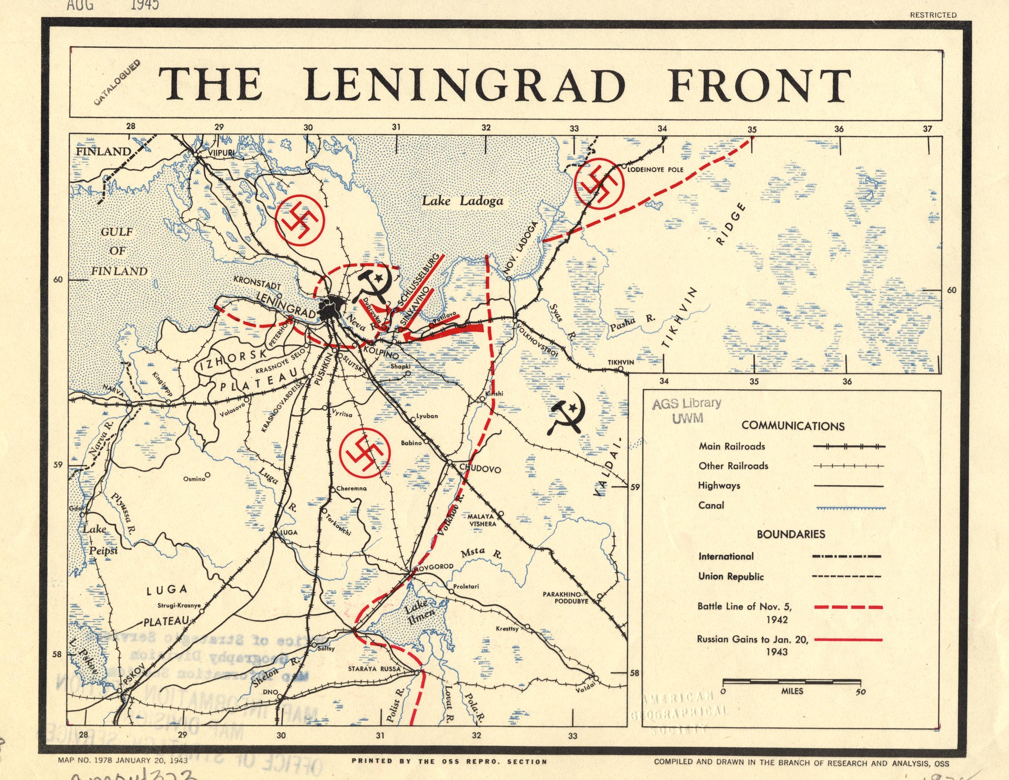 1943 Leningrad Front Map From The CIA