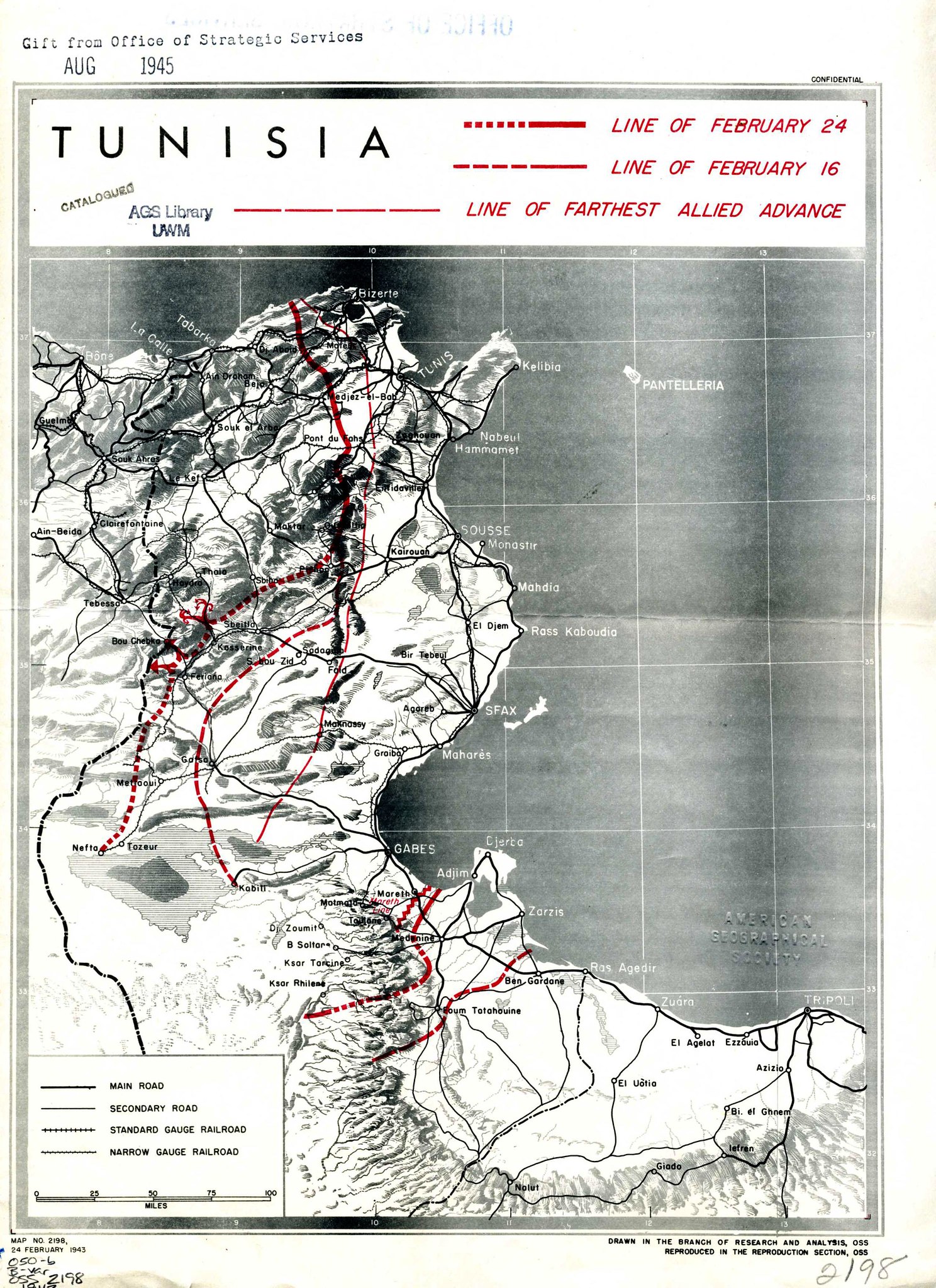 1943 Tunisia Map from the CIA
