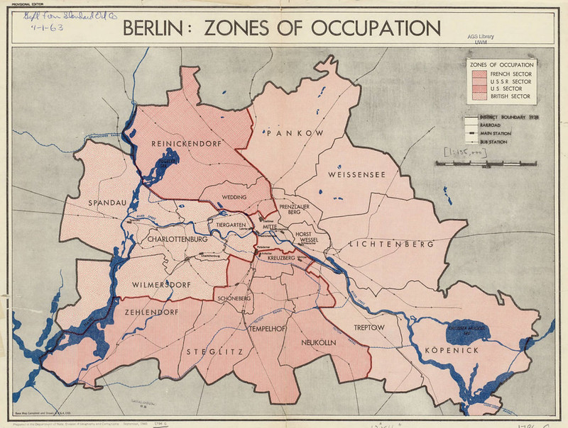 1945 Berlin Zones of Occupation Map from the CIA