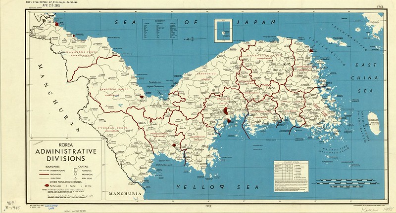 1945 Korea Administrative Divisions From the CIA