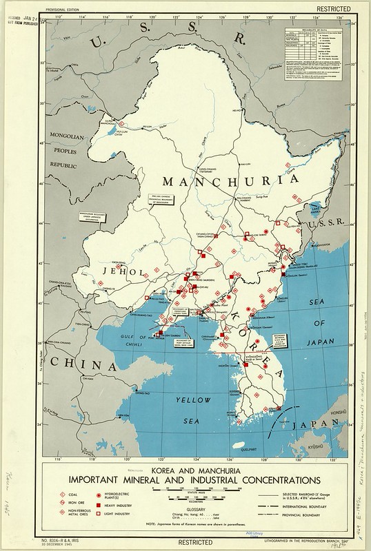1945 Korea & Manchuria Map from the CIA