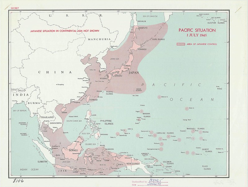 1945 Pacific Japanese Control Map from the CIA