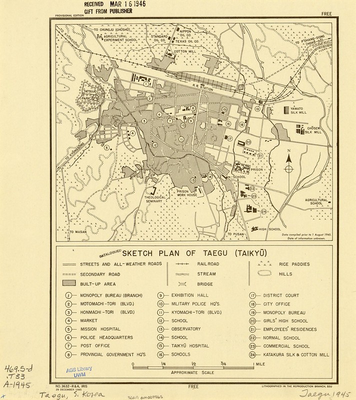 1945 Taegu Map from the CIA