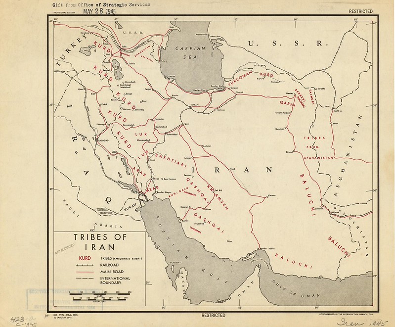 1945 Tribes of Iran Map from the CIA