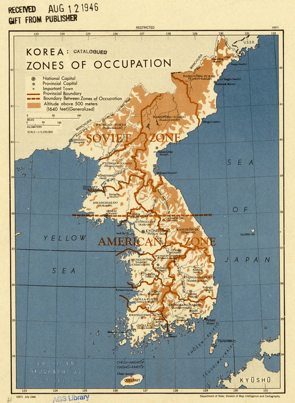 1946 Korea Zones Map from the CIA
