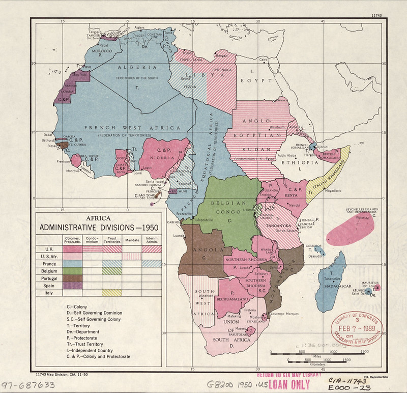 1950 Africa Administrative Divisions Map from the CIA