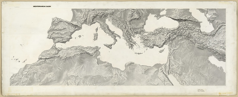 1950s Mediterranean Basin Terrain Map from the CIA