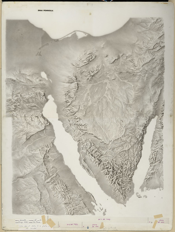 1950s Sinai Peninsula Terrain Map from the CIA