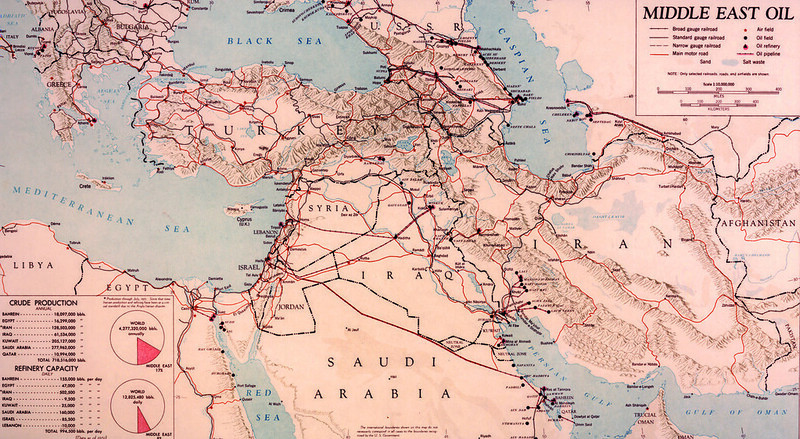 1951 Middle East Oil Map from the CIA