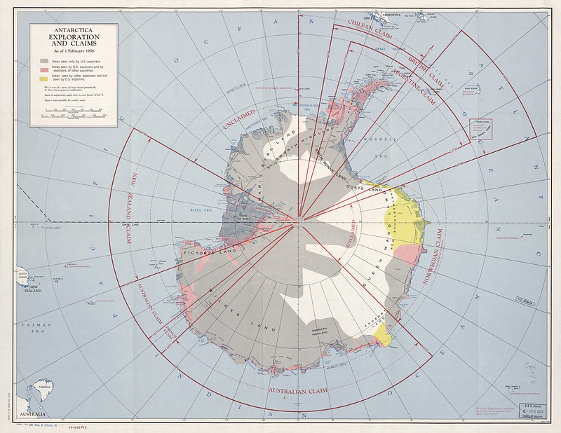 1956 Antarctica Claims Map from the CIA