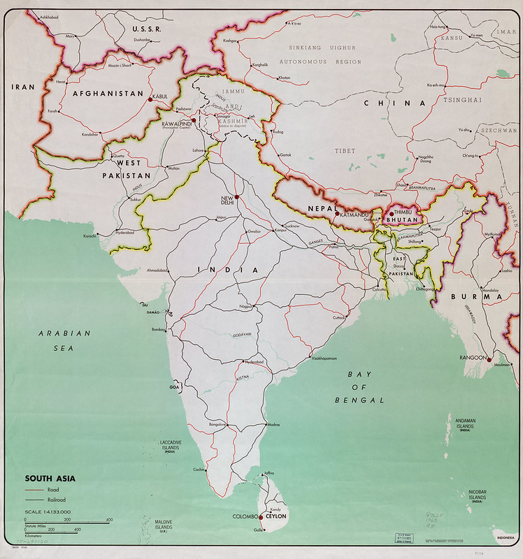 1963 South Asia Map Created By The CIA