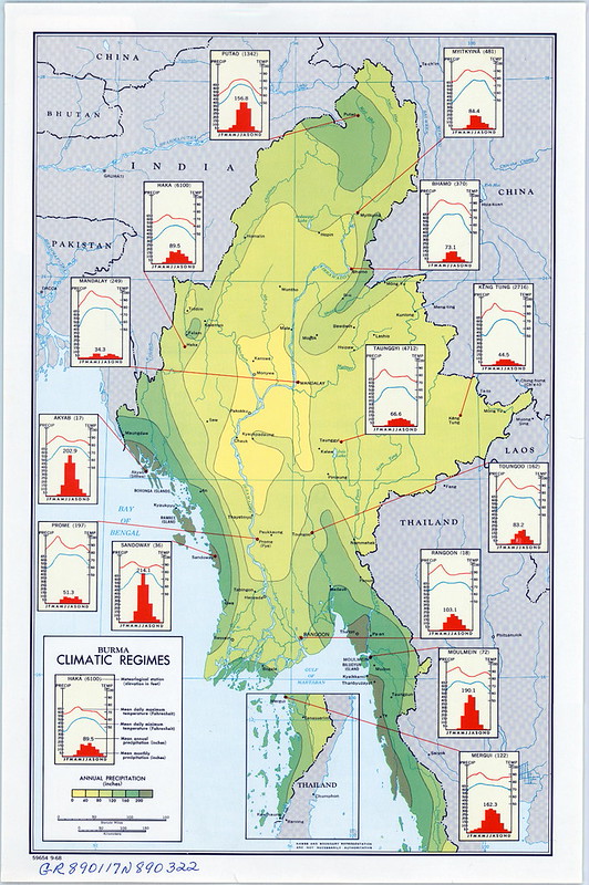 1968 Burma Climate Regions Map created by the CIA
