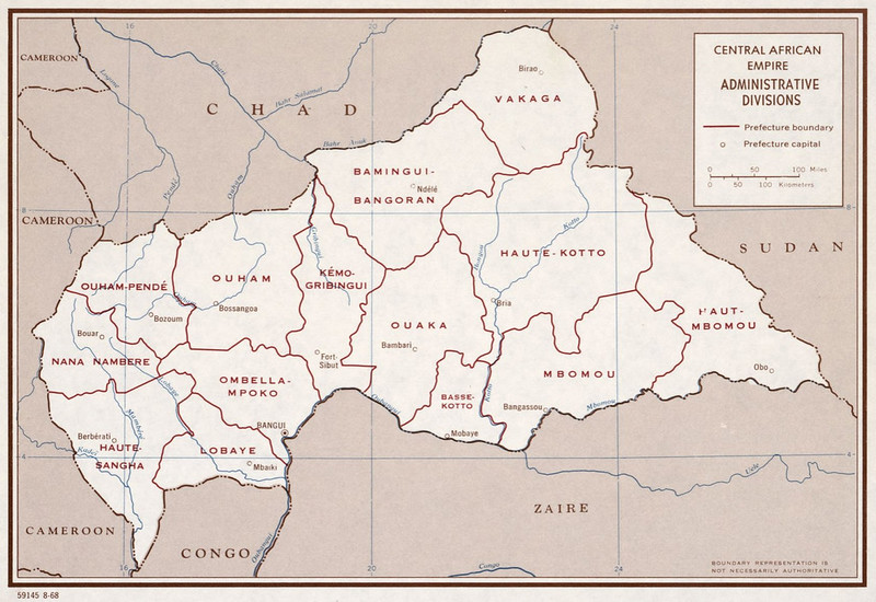 1968 Central African Empire Map Created By The CIA