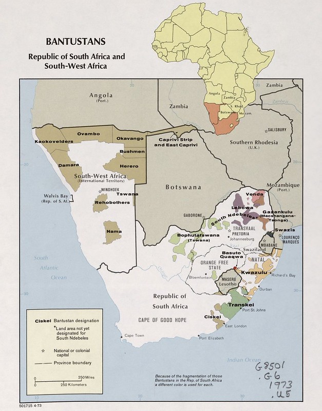 1973 Bantustans Map Created By The CIA
