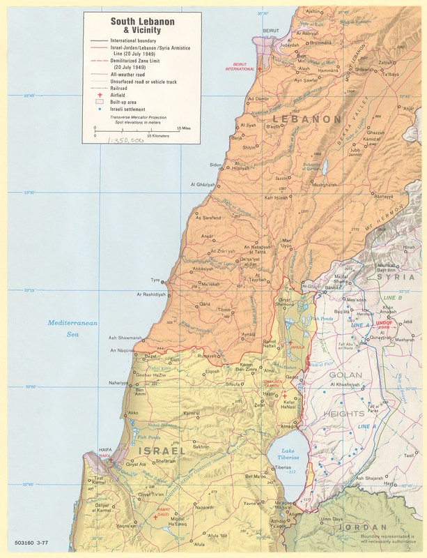 1977 South Lebanon Map Created By The CIA