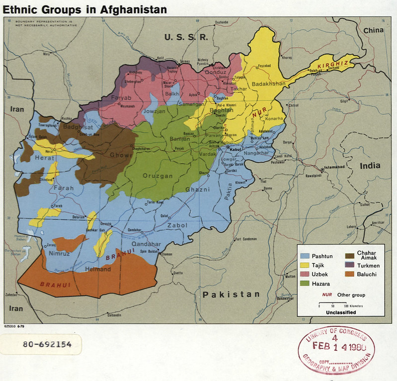 1979 Afghanistan Ethnic Groups Map Created by the CIA
