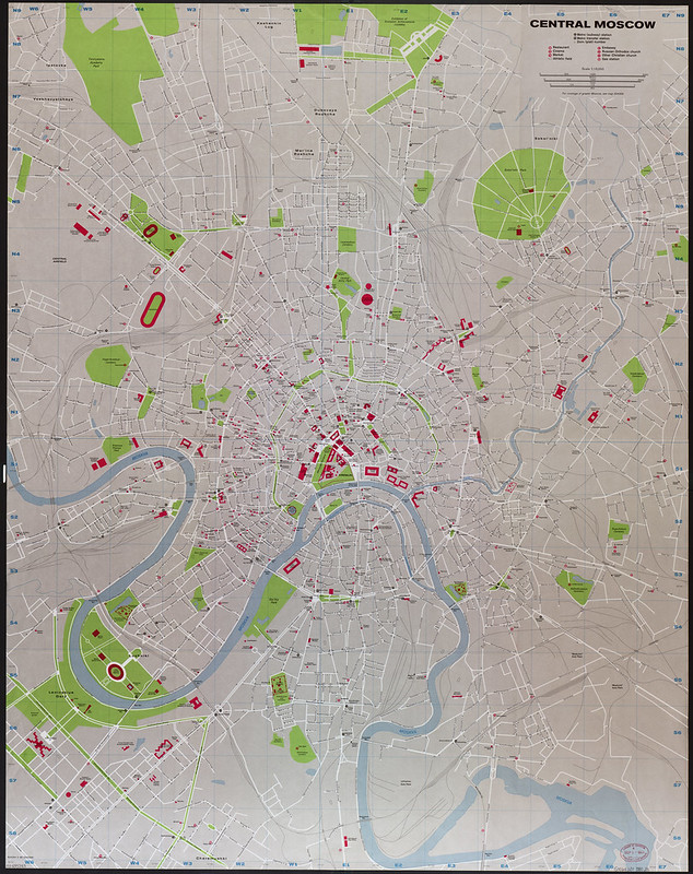 12 Declassified CIA Cartography Maps From The 1980s 2 1980 Central Moscow Map created by the CIA