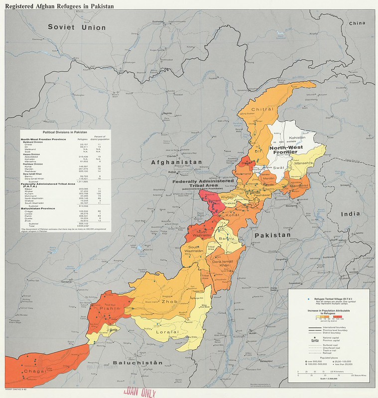 12 Declassified CIA Cartography Maps From The 1980s 5 1982 Pakistan Afghan Refugees Map Created By The CIA