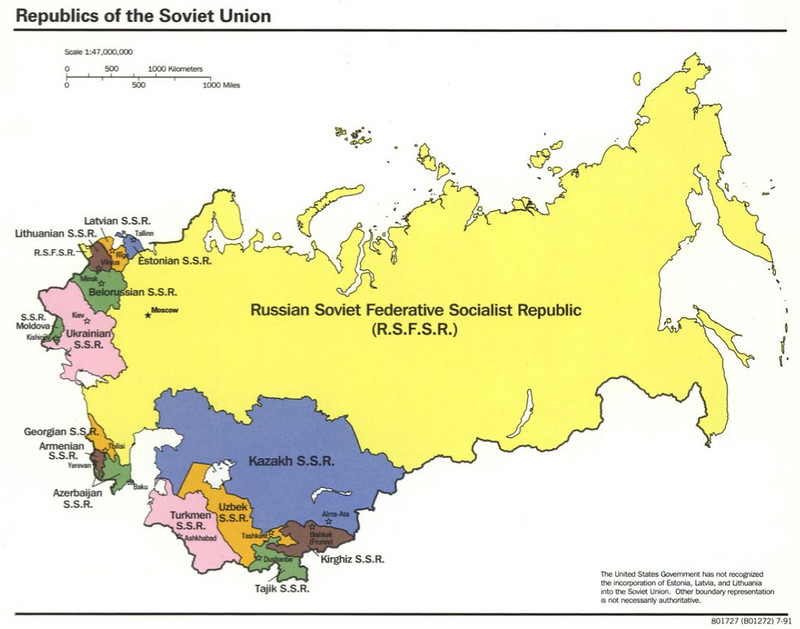 1991 Republic of Soviet Union Map Created by the CIA