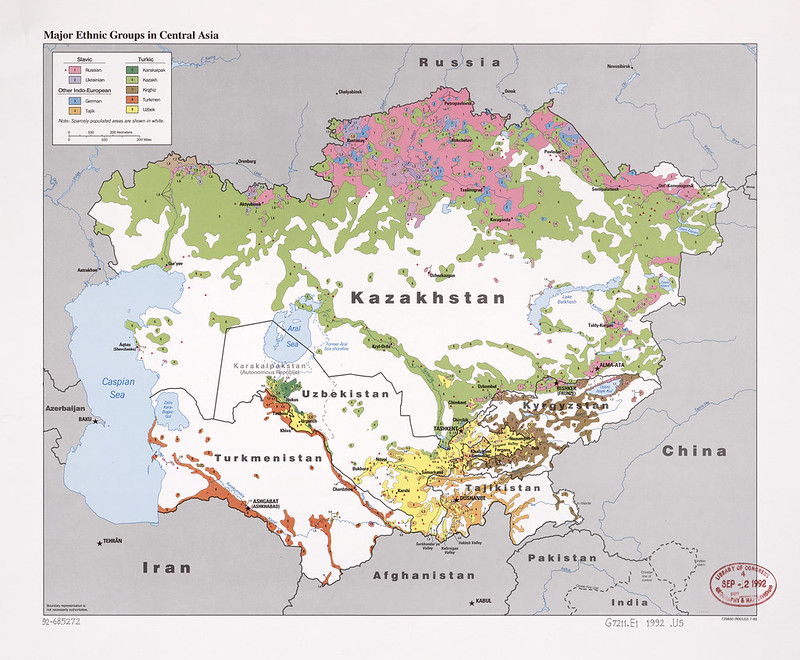 1992 Central Asia Ethnic Groups Map Created By The CIA