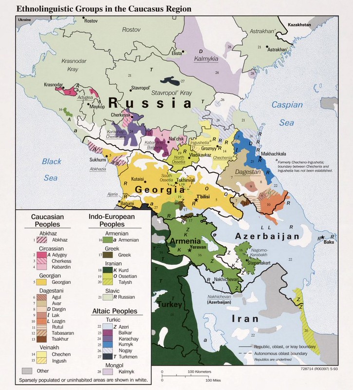 1993 Caucasus Ethnoreligious Map Created By The CIA