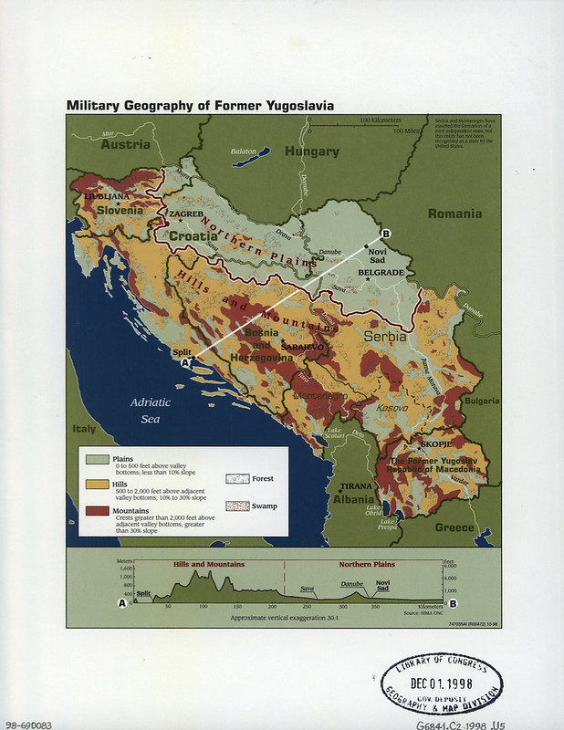 1998 Military Geography of Former Yugoslavia Map Created By The CIA