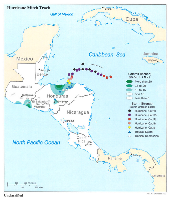 2000 Map Of Hurricane Mitch (1998) Created By the CIA