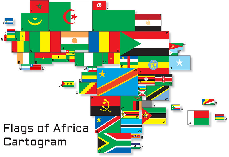 2001 Africa Flag Cartogram Map Created By The CIA