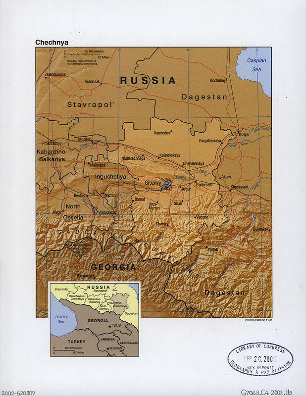 2001 Chechnya Map Created By The CIA