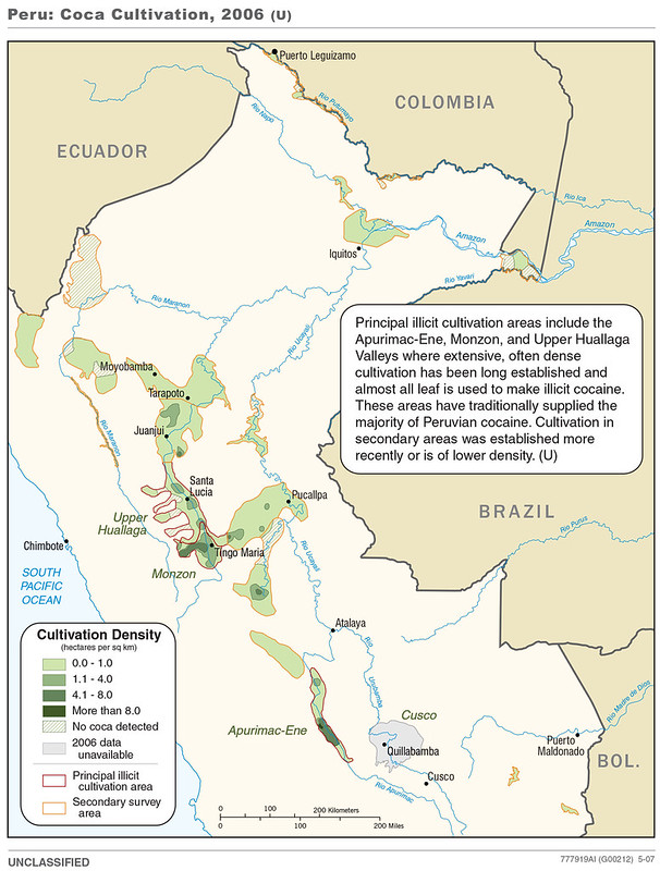 2006 Peru Coca Cultivation Map Created By The CIA