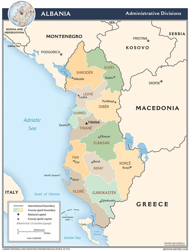 2008 Albania Administrative Map Created By The CIA