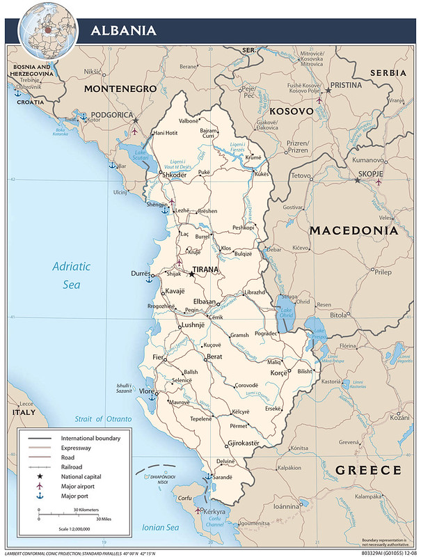 2008 Albania Physiography Map Created By The CIA