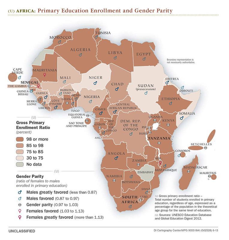 2013 Africa Education Map Created By The CIA