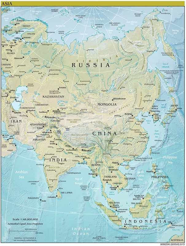 2013 Asia World Fact Book Map Created By The CIA