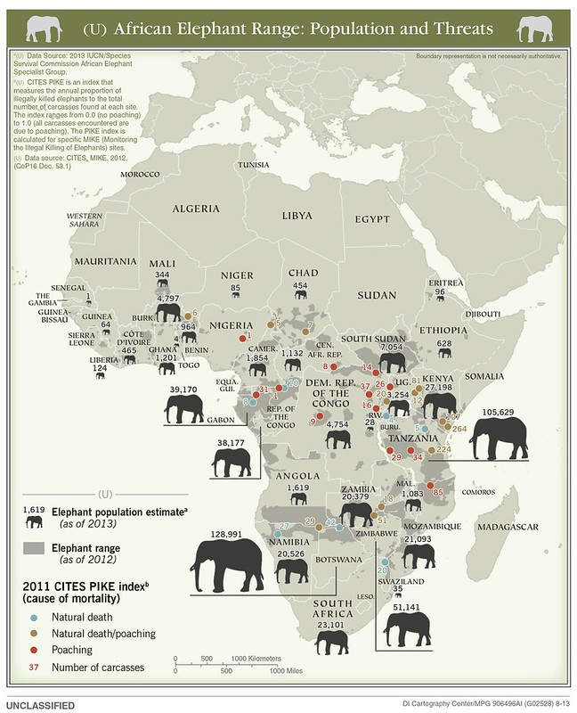 2013 Elephant Population Map Created By The CIA